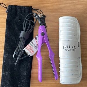Mini Travel Hair Straightener with Heat Mat